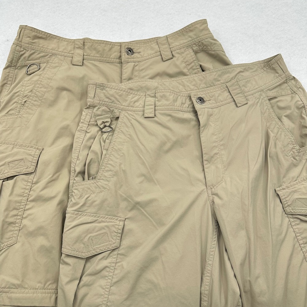 Lot 2 Duluth Trading Co No Fly Zone Convertible Cargo Pants Mens 34x30 Tan Nylon
